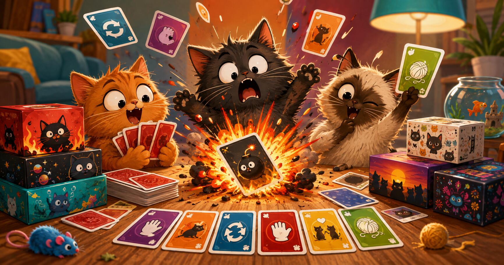 Exploding Kittens: regler, korttyper og utgaver