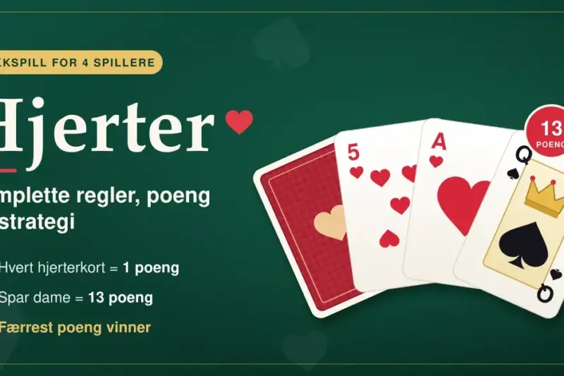 Hjerter kortspill – komplette regler, poeng og strategi